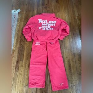 Lonely Ghost W (light) red sweatset - Text Me When You Land, pants/hoodie